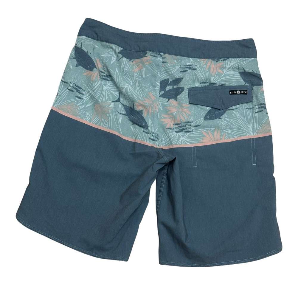 Salty Crew Board Shorts Mens Size 30 Inseam 9" Trunks Fish Pockets Swim Logo - Picture 4 of 8